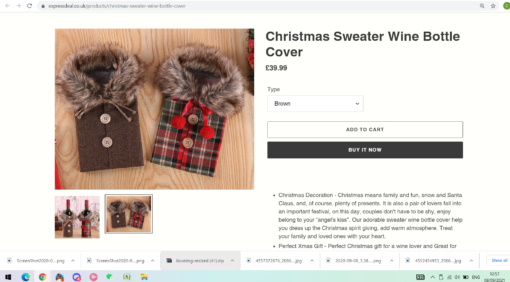 One, Two or Four Pieces Christmas Sweater Wine Bottle Cove - Image 3