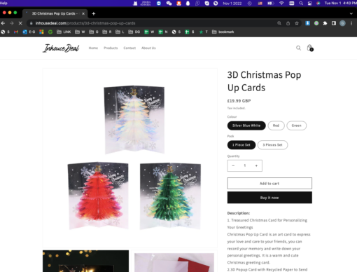 3D Christmas Shining Christmas Tree Pop Up Cards - Image 10