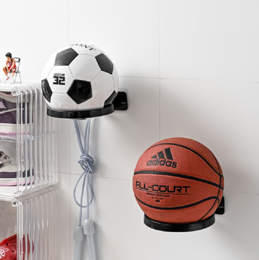 One, Two or Four Wall-Mounted Sports Ball Holders with Hooks - Image 14
