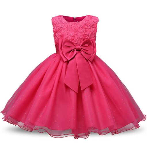 Kids Sleeveless Flowers Bowknot Princess Dress - Image 20