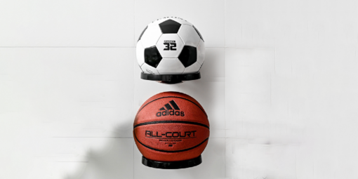 One, Two or Four Wall-Mounted Sports Ball Holders with Hooks - Image 15