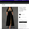 Women's Fashion Half Sleeve Plaid Print Button Detail Maxi Dres