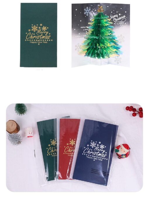 3D Christmas Shining Christmas Tree Pop Up Cards - Image 2