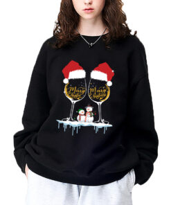 Christmas Wine Glass with Snowman Print Sweatshir