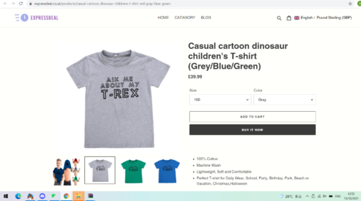 Casual cartoon dinosaur children's T-shirt - Image 6