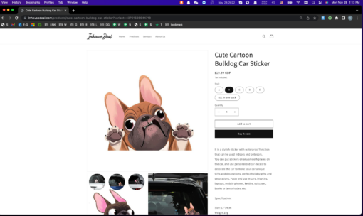 Cute Cartoon Bulldog Car Sticker - Image 8