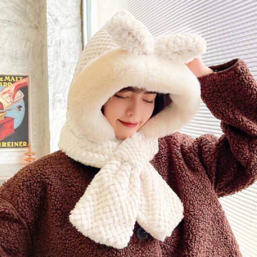 Hooded Winter Warmth Thick Outdoor Hat Scarf - Image 2