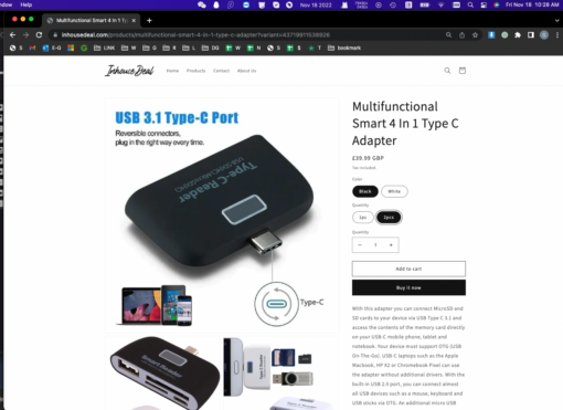 One or Two Pieces Multifunctional Smart 4 In 1 Type C Adapter - Image 3