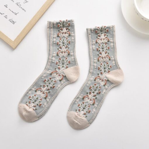 Cute Flower Geometric 3D Textured Ankle Socks - Image 7