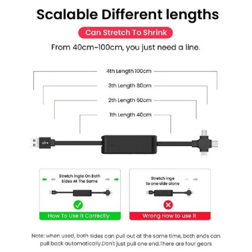 3-in-1 Retractable Universal Charging Cable with USB Type-C, Micro USB and Lightning Connector - Image 25