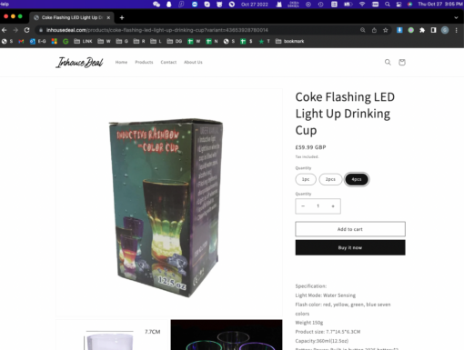 One, Two or Four Coke Flashing LED Light Up Drinking Cup - Image 6