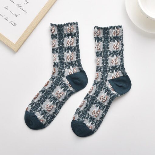 Cute Flower Geometric 3D Textured Ankle Socks - Image 5