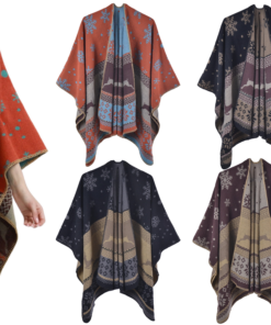 Women Warm Scarf Double-sided Thickened Christmas Shawl