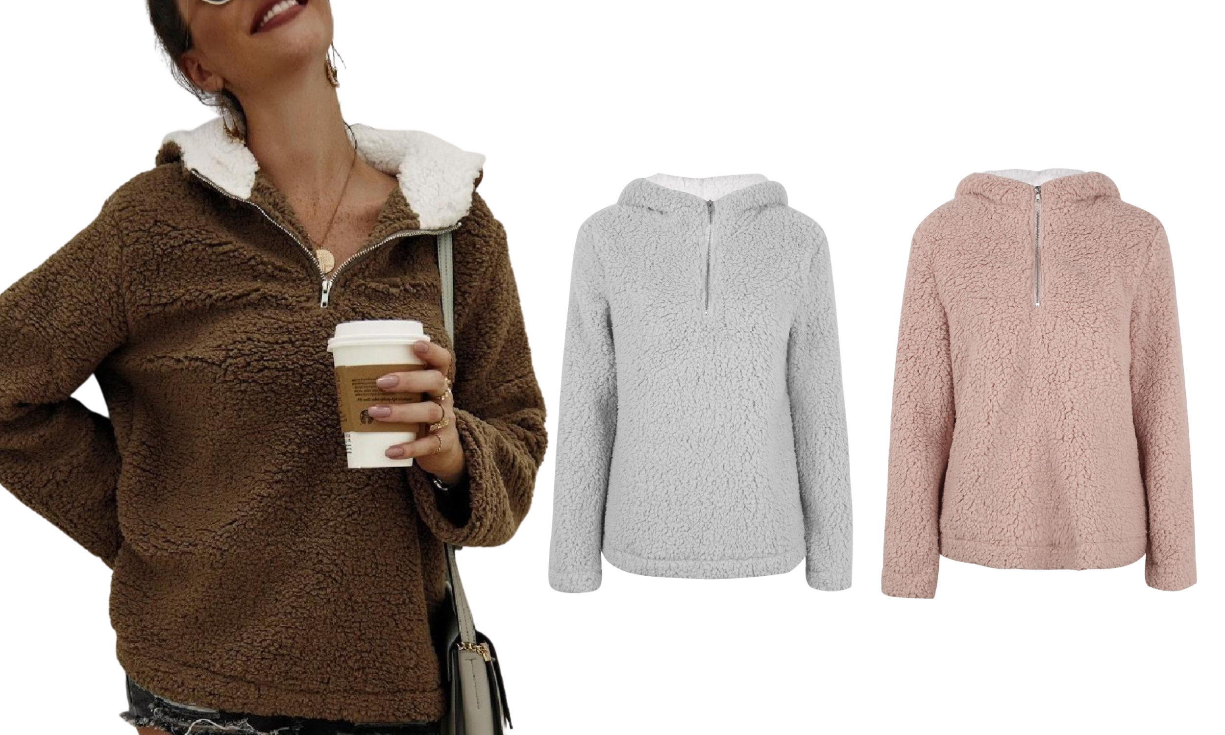 Long Sleeve Fleece Warm Coat Hooded Sweatshirt - Image 14