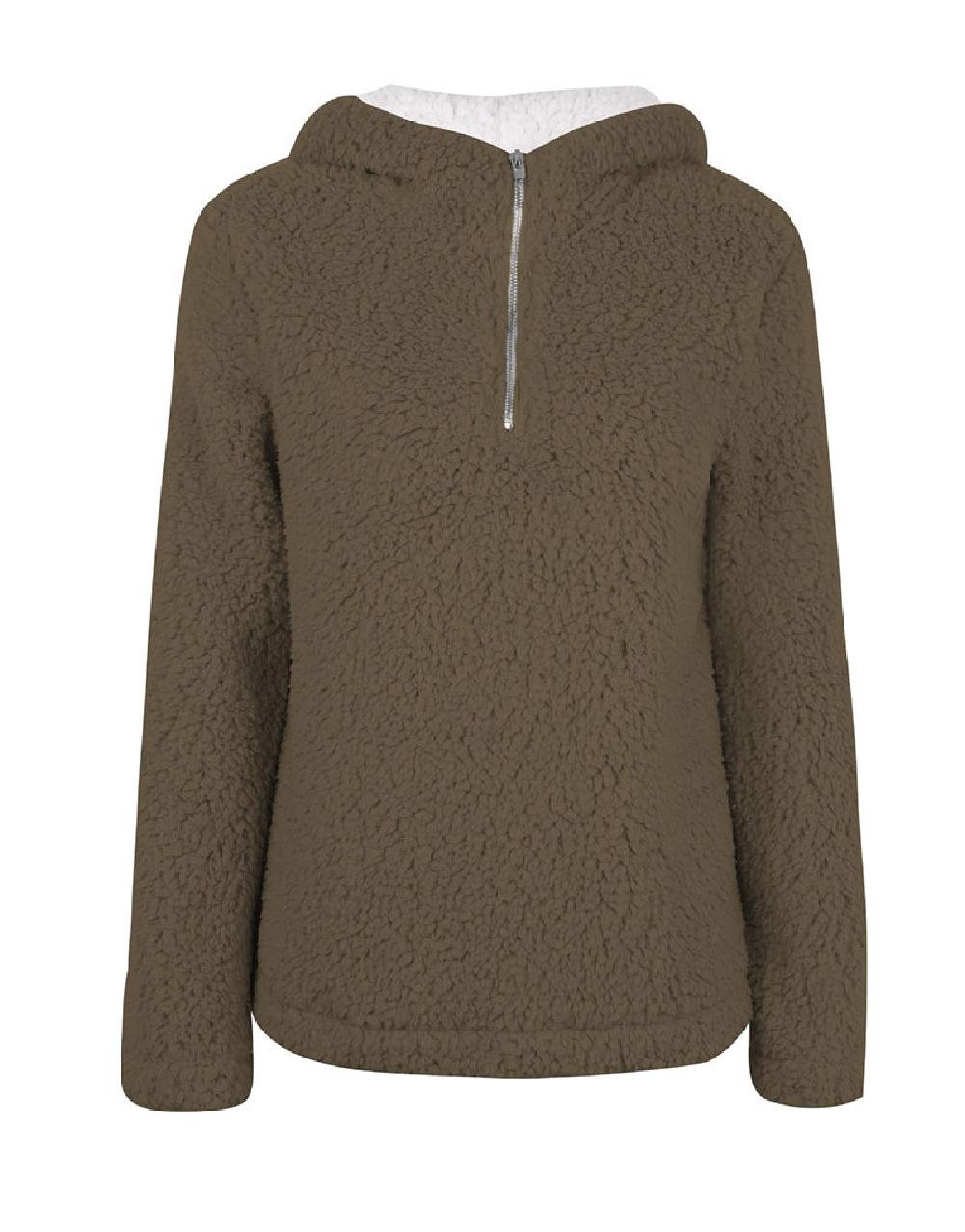 Long Sleeve Fleece Warm Coat Hooded Sweatshirt - Image 10