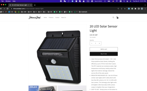 One, Two or Four Solar 20 LED Sensor Wall Light - Image 8