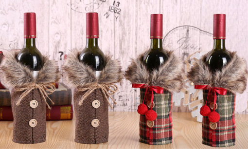 One, Two or Four Pieces Christmas Sweater Wine Bottle Cove - Image 4