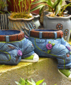Denim Jeans Resin Flower Pot