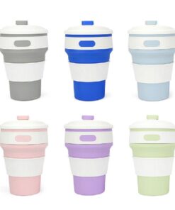 350ml Reusable Pocket Silicone Bottle with Lids  Collapsible Travel Silicone Folding Cup