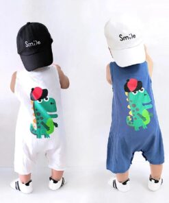 Newborn Baby Sleeveless Dinosaur Jumpsuit