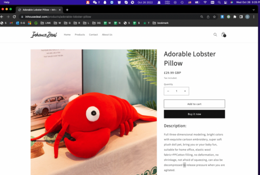 50CM Warm Adorable Lobster Pillow - Image 2