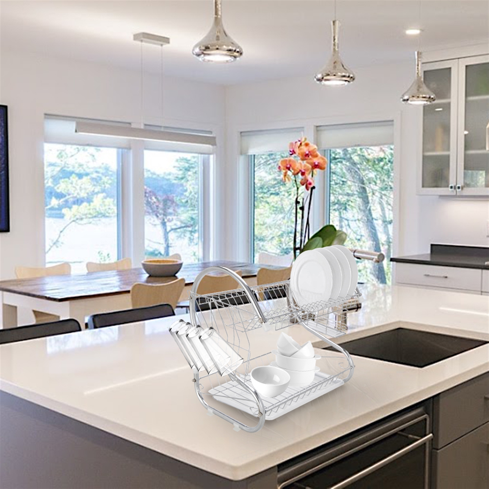 Limited Multifunctional S-Shaped Dual Layers Dish Drainer - Image 11