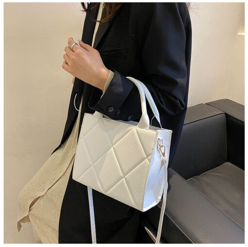 Diamond Lattice Solid Colour Handbag - Image 10