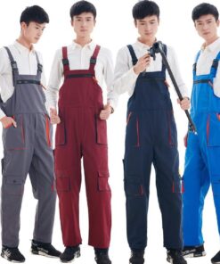 Unisex Multipockets Protective Coverall Work Bib-Pants