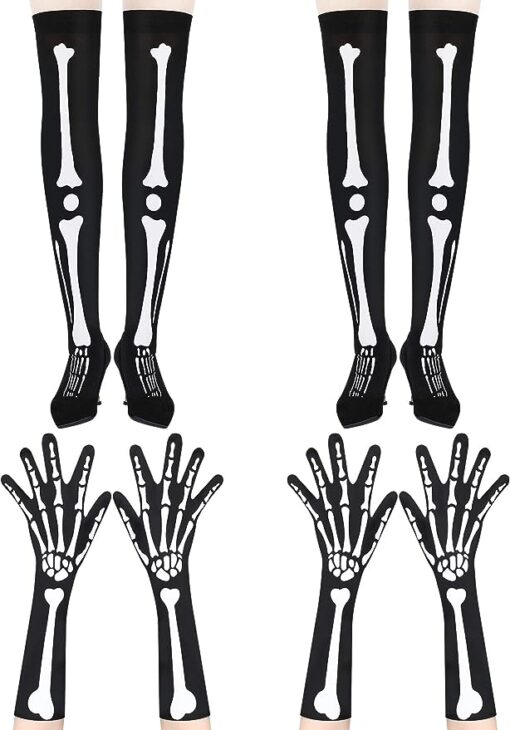Halloween Skeleton Gloves Stockings Set - Image 3