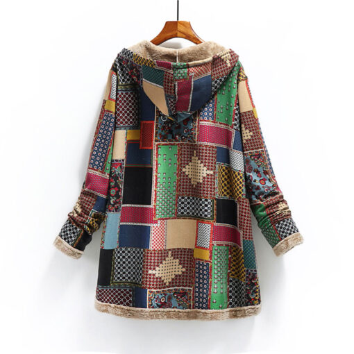 Winter Cardigan Print Hooded Vintage Coats - Image 11