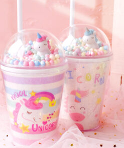 Unicorn Water Tumbler with Straw