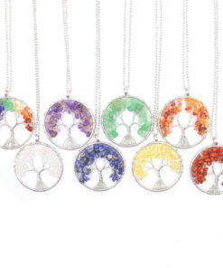 7 Chakra Tree of Life Pendant Necklace or Keyring