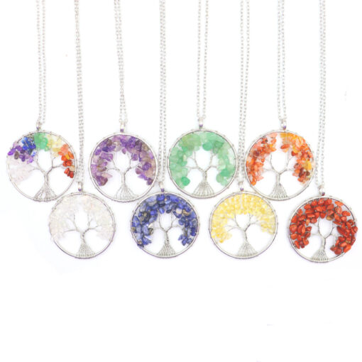7 Chakra Tree of Life Pendant Necklace or Keyring