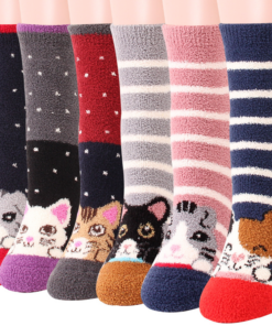 Women Warm Kitty Winter Fleece Socks