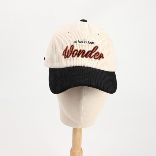 Unisex Retro Embroidery Corduroy Cap - United Kingdom - Image 9