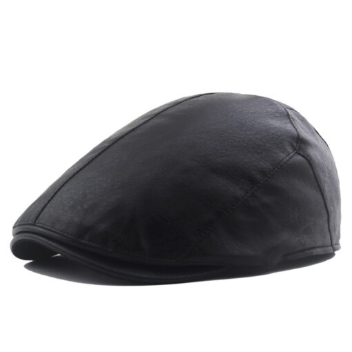 Classic Vegan Leather Flat Cap - AC1227 - Image 6