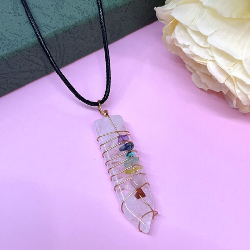 Natural Crystal Seven Chakra Veins Arrow Pendant - AC1232 - Image 3
