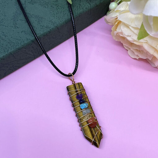 Natural Crystal Seven Chakra Veins Arrow Pendant - AC1232 - Image 13