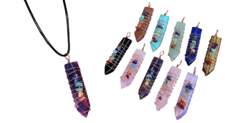Natural Crystal Seven Chakra Veins Arrow Pendant - AC1232 - Image 17