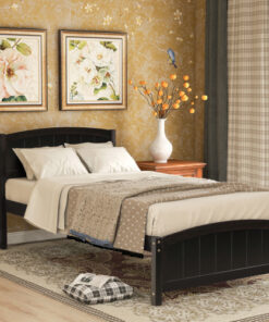 Wood Platform Bed with Headboard,Footboard and Wood Slat Support, Espresso