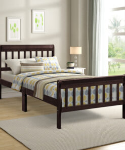Wood Platform Bed Twin Bed Frame Panel Bed Mattress Foundation Sleigh Bed with Headboard/Footboard/Wood Slat Support