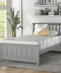 Wood Platform Bed Twin size Platform Bed, Gray