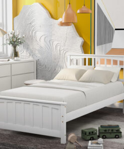 Wood Platform Bed Twin size Platform Bed, White(Old Sku:WF190776AAK  Less two center support legs)
