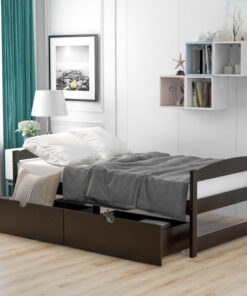 Twin size platform bed, with two drawers, espresso