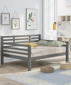 Wooden Full Size Daybed with Clean Lines, Gray
