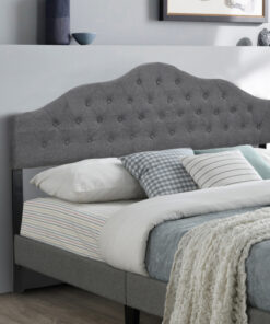 Upholstered Headboard, Adjustable Headboards for King Size Bed, Modern Breathable Fabric with buttons, Adjustable Height from 55.9" to 63.78", Grey Linen
