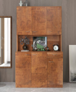 70.87" Tall Wardrobe& Kitchen Cabinet, with 6-Doors, 1-Open Shelves and 1-Drawer for bedroom,Walnut