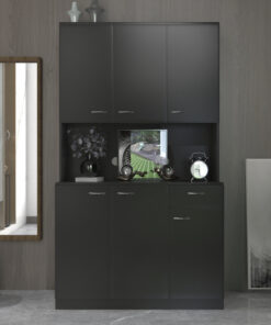 70.87" Tall Wardrobe& Kitchen Cabinet, with 6-Doors, 1-Open Shelves and 1-Drawer for bedroom,Black