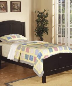 Black Color Twin Size Bed Youth Bedroom Furniture Unique Headboard Footboard Rubberwood