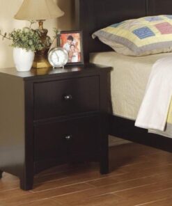 Black Finish Nightstand 2-Drawers Pine Veneer MDF Wooden 1pc Modern Nightstand